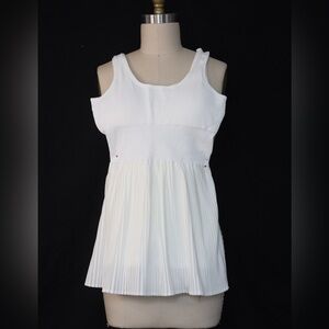 White Pleated Sleeveless Tennis Dress